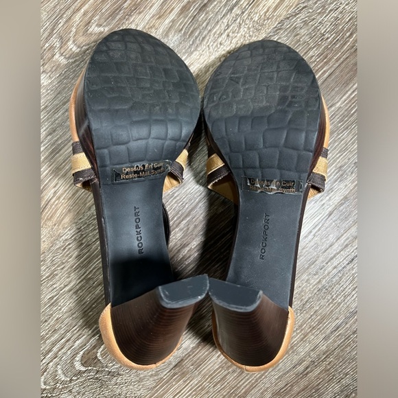 Rockport Audry Cross Strap Gore 3.25" Heels Tan/Brown, sz:7.5m - Picture 5 of 7